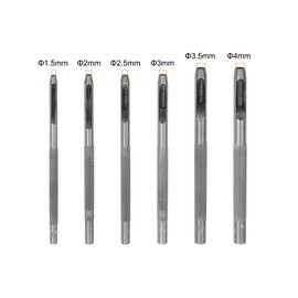 QUARKZMAN 6 Pcs Leather Hole Punch Set 1.5mm-4mm Carbon Steel Hollow Round Hole Punches for Belt Watch Band Paper Plastic Leather Craft