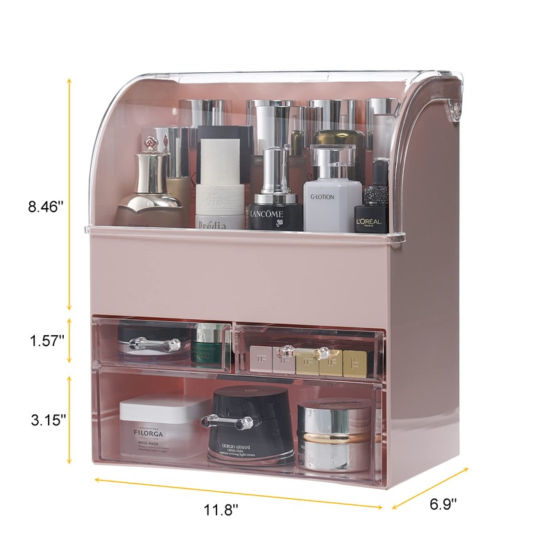 MOOCHI Pink Professional Large Cosmetic Makeup Organizer Dust Water Proof