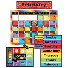 Celebrate Learning Calendar Bulletin Board Set—Colorful Calendar, Monthly Headers, Days of the Week, Seasons, Birthdays, Special Occasions, Weather Chart (86 pc)