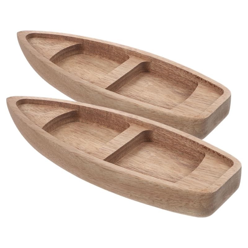 ORFOFE Unfinished Wooden Boat Miniature Natural Wood Canoe Craft Painting