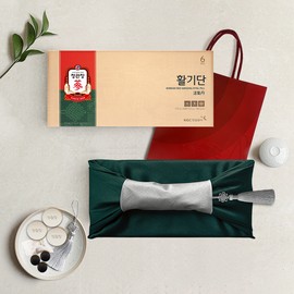 Jeonggwanjang Hyunggidan 30 pills dark green wrapping cloth norigae packaging / 활기단 30환 진녹색보자기 노리개포장