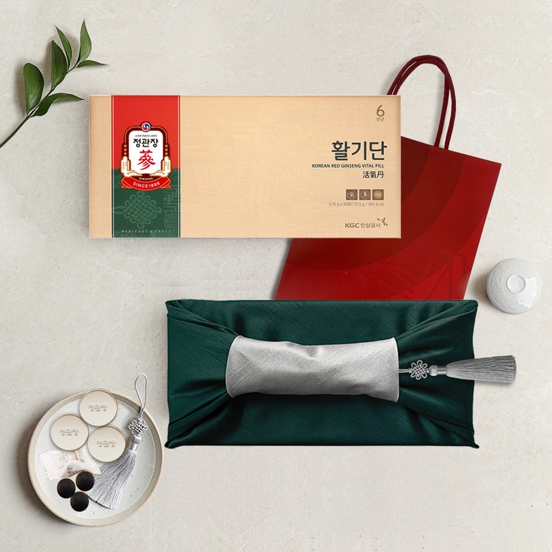 Jeonggwanjang Hyunggidan 30 pills dark green wrapping cloth norigae packaging