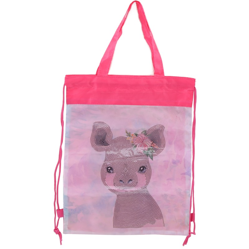 Backpack Bag WearResistant Large Capacity Rhinestones Painting with Drawstring Home