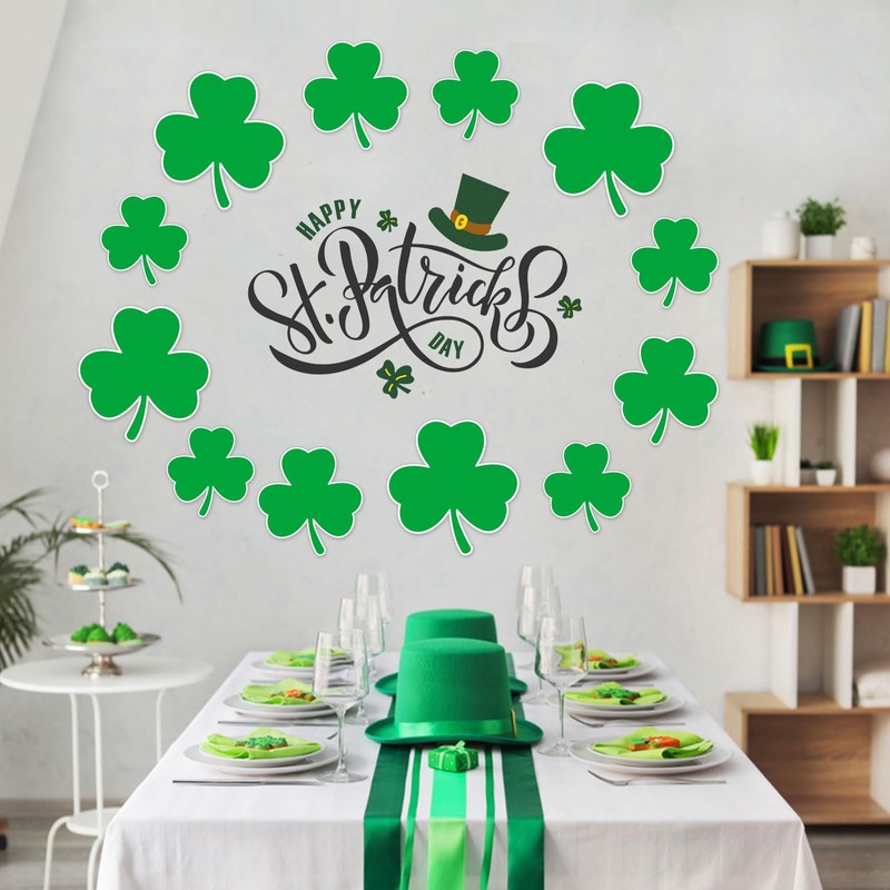 MoDooris 120 Pcs St. Patrick’s Day Shamrock Cutouts 3 Sizes