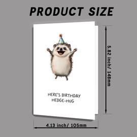 Funny Hedgehog Birthday Card - Cute Animal Pun Card for Men & Women, Here's A Birthday Hedge-Hug, Perfect for Kids, Teens, and Adults Who Love Cute Animals and Playful Humor (D Style)