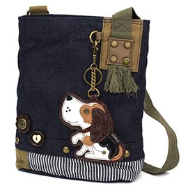 Chala Patch Cross-Body Women Handbag, Blue Denim Canvas Messenger Bag -Dog Gen II - Denim