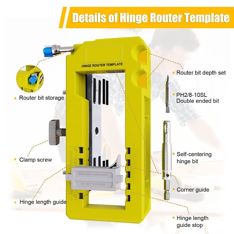 CNQLIS Door Hinge and Latch Installation Kit with Mortiser Template,