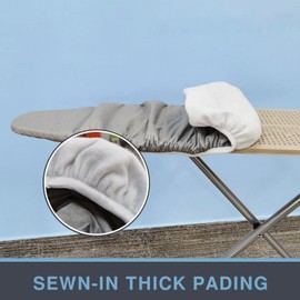 VividPaw Ironing Board Cover and Pad 18x49, Extra Wide, Thick Padding, Elastic Edge, Silicone Coated, Resist Scorching and Staining, Heavy Duty Iron Board Covers (Grey, 18" x 49")