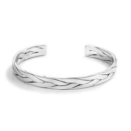 H&Beautimer 925 Sterling Silver Bracelet 7.8-9.3MM Pattern Bracelet For Women Men-Party Charm Jewelry Gift-Unisex Original Silver Open Bangle Free Adjustment (Width 7.8MM, Free Adjustment)