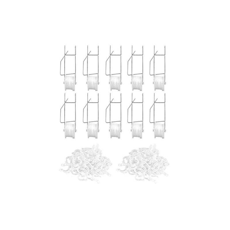 Greenhouse Trellising Kit - 10 Roller Hooks & 100 Support