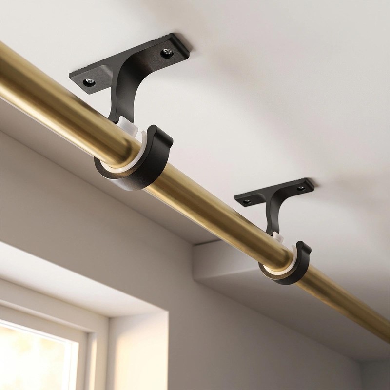YIFKJYLF 6 Pcs Curtain Pole Brackets, Heavy Duty Curtain Rod