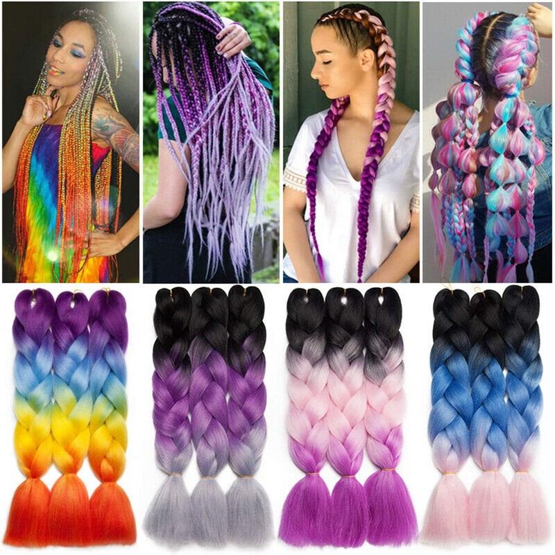 Hair Extension 60 cm Crochet Braids Two Tone Ombre Braiding