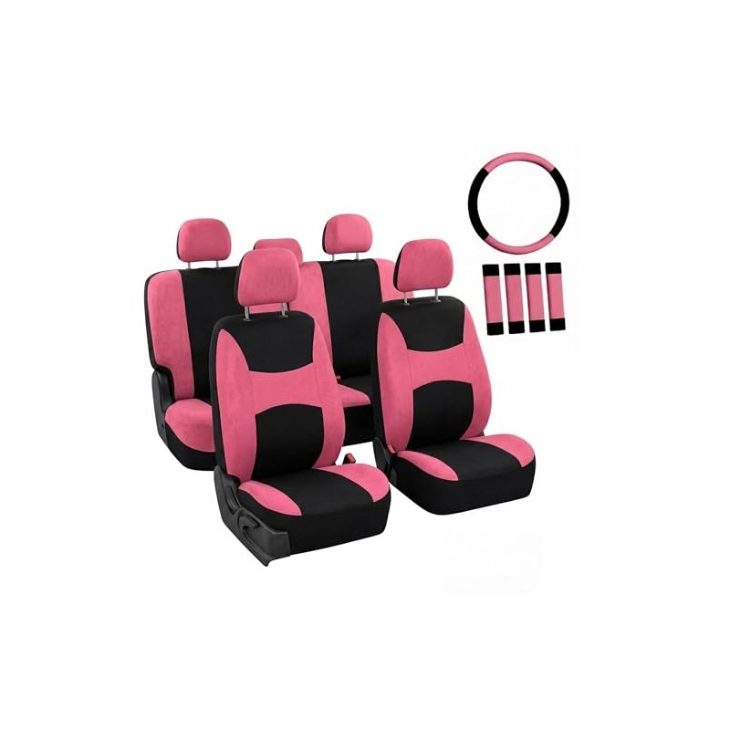 FH GROUP FB030PINK-COMBO Seat Cover Combo Set with Steering Wheel