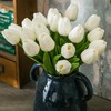 Tanvecle 20pcs White Artificial Tulip Flowers, Silk Fake Flowers 13"