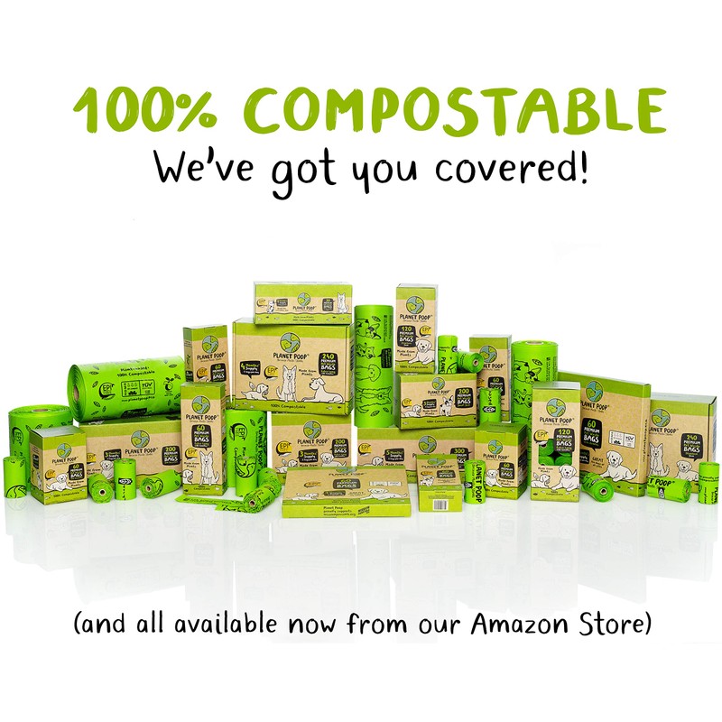 Planet Poop Biodegradable Dog Poop Bags, 180 Count, Plant-Based, Non-GMO,