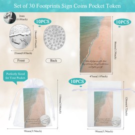 BBTO 30 Pcs Footprints in The Sand Gifts, Footprints in The Sand Coins with Cards, Organza Bags, Pocket Hug Tokens, Christian Religious Gifts Bulk for Family, Friends