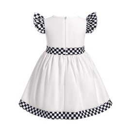 FYMNSI - Disfraz de conductor de coche de carreras para bebés y niñas, vestido de tutú con volantes para niñas, Blanco 1y, 9-12 meses