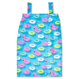 iscream Big Girls' Fun Print Silky Soft Plush Spa Wrap - Pool Party, X-Small/Small (4-8)