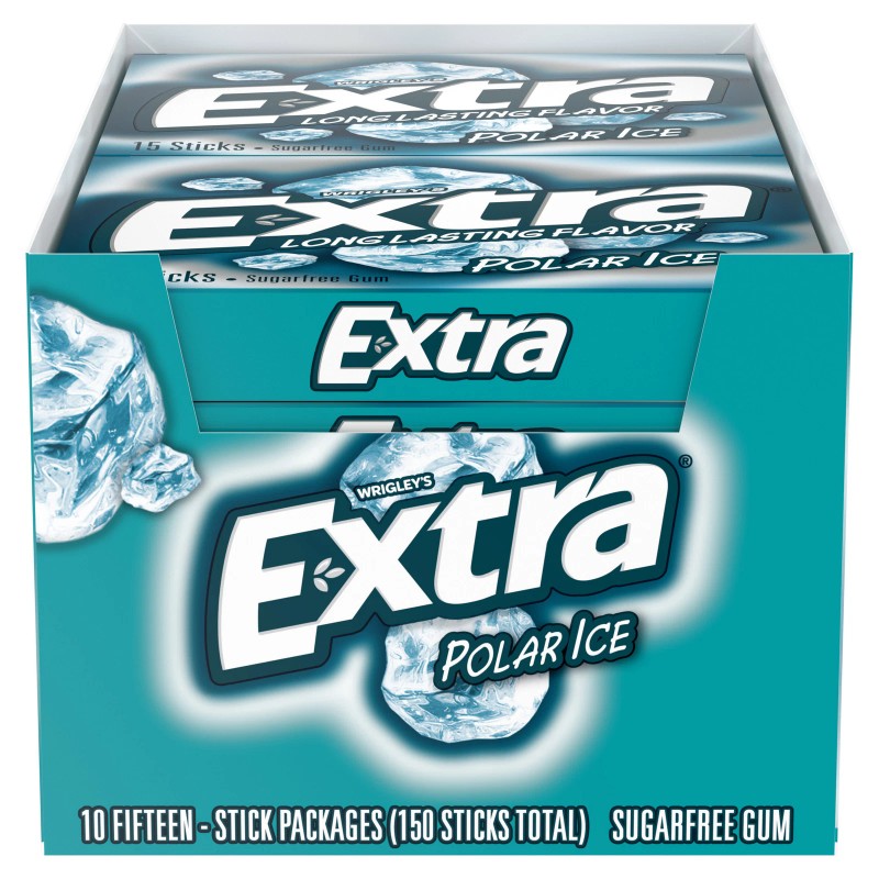 Extra Sugar Free Gum, Polar Ice Chewing Gum, 15 Sticks,