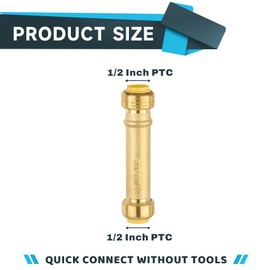 (Pack of 5) Seelink 1/2 Inch Push Fit Slip/Repair Coupling, Push to Connect Pex, Copper, CPVC Pipe/Tubing, With Disconnect Clip