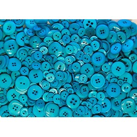 celloexpress Teal Buttons - 20mm-30mm - Mixed Sizes and Colours of Various Buttons for Sewing and Crafting - Pack of 25g