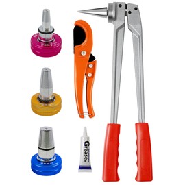 AMZCNC PEX Pipe Expansion Tool Kit Manual Expander Tool Kit ASTM F1960 Standard PEX Expansion Tool Kit with 1/2", 3/4", and 1" Expansion Heads for PEX-a Piping - Includes Pipe Cutting Tool