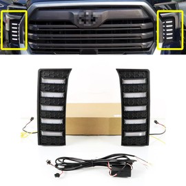 KITOCARTOP LED DRL Fog Lights with Amber Sequential Turn Signal Driving Lights Fit for 2022 2023 2024 Toyota Tundra Front Bumper Fog Lamps Daylight Accessories
