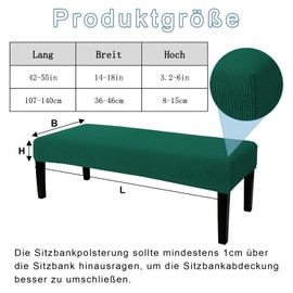 Lollanda Universal Cover for Dining Room Bench, Stretch Dining Bench Cover, Elastic Stretch Cover for Hotel, Banquet, Restaurant, Living Room, Bedroom (Black Green)
