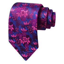 GUSLESON 3.15"(8cm) Fashion Striped PaisleyTies Mens Plaid Flower Necktie for Wedding, Purple/Blue/Pink Flower, general