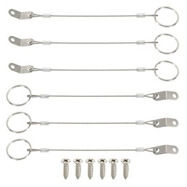 sourcing map Lanyard Cable Safety Tether Wire 6 Inch 316 Stainless Steel Quick Release Pin Lanyard for Loss Prevention One Loop with Quick Release Ring (Silver, Pack of 6)