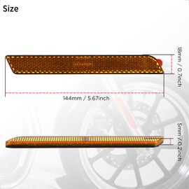 evermotor Stick-On Amber Yellow Reflector 5.66 inch for Harley Street Glide Electra Glide Road Glide Road King Latch Covers Saddlebags (2 Pcs)