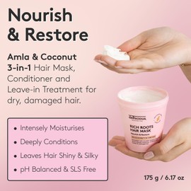 Delhicious Rich Roots Amla Oil & Rosemary Oil Hair Mask for Dry, Damaged Hair - 3-in-1 Moisture Boosting, Hair Strengthening Treatment for Dry Scalp - Adds Shine - Natural, Vegan, Ayurveda - 250ml