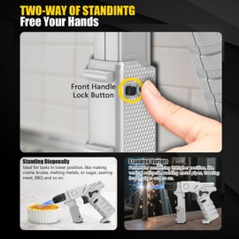 TBTeek Torch Lighter, Refillable Butane Torch Lighter with Blue Light, Kitchen Blow Torch with Safety Lock, Adjustable Flame and Dual Standing Heights for Cooking, Soldering and BBQ (Gas Not Included)