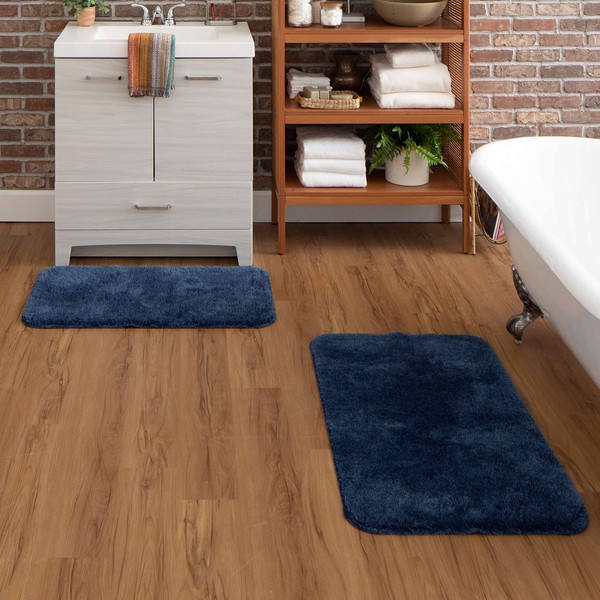 Mohawk Home Machine Washable Bath Navy Blue 1' 11" x