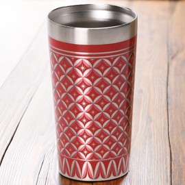 J-kitchens コップ ステンレス 真空二層 タンブラー 赤 木箱入 350ml