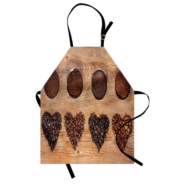 Ambesonne Coffee Apron, Overview Layout of Beans in the Shape