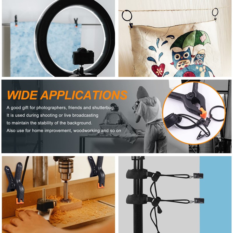 Rustark 22Pcs Backdrop Clips Clamps Elastic Photo Clips Holder Clips