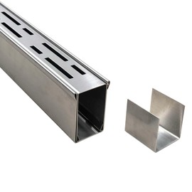 Pool Deck Drain 1.7-Inch Wide X 3.3-Feet Long,Silver Outdoor Deck Drainage System 304 Stainless Steel with Coupling,Channel Drain for Concrete/Paver/Patios/Walkways