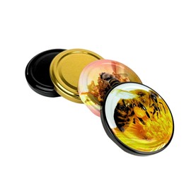 60 x Replacement Screw Lid Metal Lid for 250 g Twist Off Glass 66 mm Lid Colour Bee Yellow