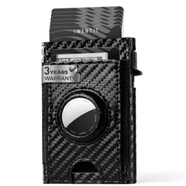 iwantit AirTag Wallet Slim Minimalist Front Pocket Leather Smart Pop Up Air Tag Wallet Credit Card Holder with ID Window, 7-8+ Cards, Money Pocket, RFID Blocking