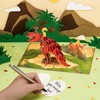 POPWOW Happy 4th Birthday Pop Up Card, Dinosaur, T-Rex, Volcano,