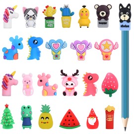 ELECLAND 27 Pieces Pencil Toppers Animal Pencil Toppers Dinosaur Pen Toppers Clip on Pencil Classroom Prizes for Kids Office School Supplies Party Favors