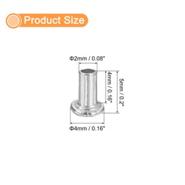uxcell 50Pcs Semi Tubular Rivets, 2mm x 4mm Aluminum Round Flat Head Semi-Tubular Rivet Metal Stud Rivet for Industry Household Repairing Fastening, Silver