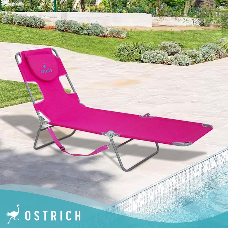 Ostrich Chaise Lounge Folding Portable Sunbathing Poolside Beach Chair (2