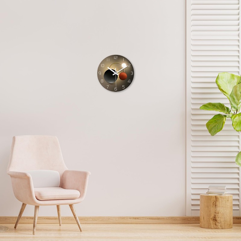 XNM Battery Powered Wall Clock 12 Inch Round Black and