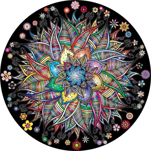 Bgraamiens Puzzle-Flower Whisper-1000 Pieces Round Puzzle Color Challenge Jigsaw Puzzles
