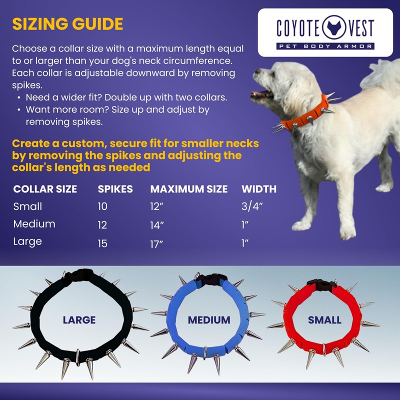 CoyoteVest Spiked Dog Collar - Red Small Spike Collar for