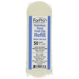 ForPro Stainless Steel Pedi File Refill, 180 Grit, White, EZ-Strip Peel Pedicure Refill Pads, 1.25” W x 4” L, 50-Count