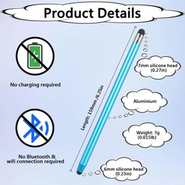 6Pcs Stylus Pens for Touch Screens, High Sensitivity Tablet Pen Stylus, 2 in 1 Tablet Stylus for Drawing and Writing, Phone Stylus Pens with 10 Spare Nibs for Tablets Smartphones Touch Devices