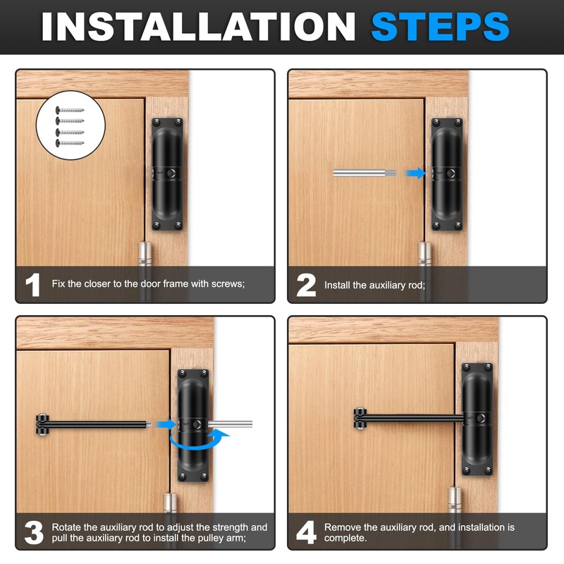 AROMUJOY Automatic Door Closer, Spring Loaded Door Closer, Zinc Alloy
